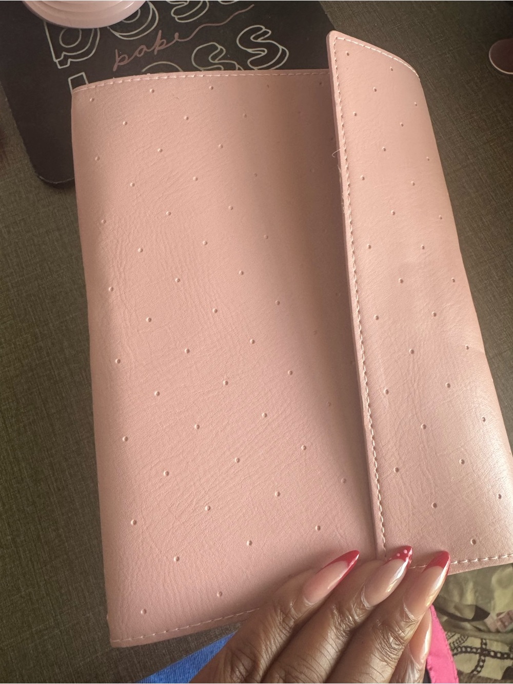 Soft Pink Happy Planner Folio Elegant Polka-Texture